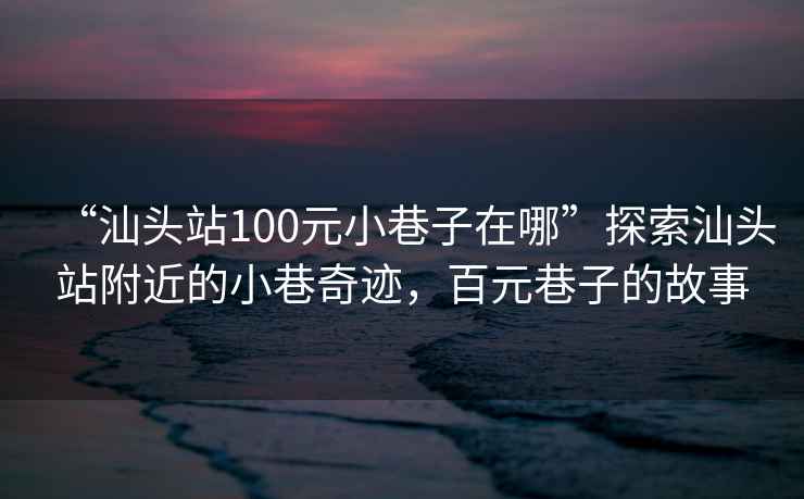 “汕頭站100元小巷子在哪”探索汕頭站附近的小巷奇跡，百元巷子的故事