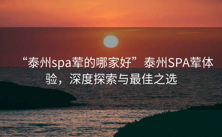 “泰州spa葷的哪家好”泰州SPA葷體驗，深度探索與最佳之選