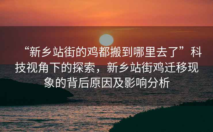 “新鄉(xiāng)站街的雞都搬到哪里去了”科技視角下的探索，新鄉(xiāng)站街雞遷移現(xiàn)象的背后原因及影響分析