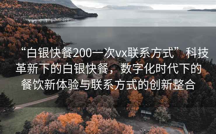 “白銀快餐200一次vx聯(lián)系方式”科技革新下的白銀快餐，數(shù)字化時(shí)代下的餐飲新體驗(yàn)與聯(lián)系方式的創(chuàng)新整合