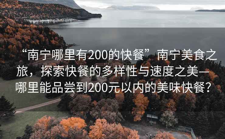 “南寧哪里有200的快餐”南寧美食之旅，探索快餐的多樣性與速度之美—哪里能品嘗到200元以內(nèi)的美味快餐？