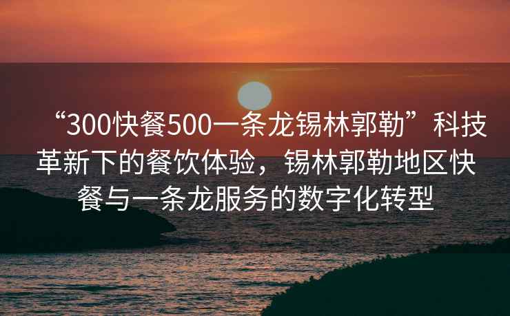 “300快餐500一條龍錫林郭勒”科技革新下的餐飲體驗，錫林郭勒地區(qū)快餐與一條龍服務(wù)的數(shù)字化轉(zhuǎn)型