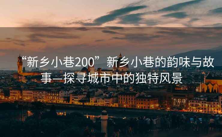 “新鄉(xiāng)小巷200”新鄉(xiāng)小巷的韻味與故事—探尋城市中的獨(dú)特風(fēng)景