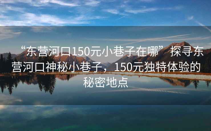 “東營河口150元小巷子在哪”探尋東營河口神秘小巷子，150元獨特體驗的秘密地點