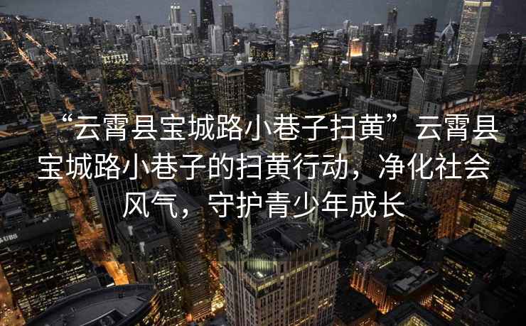 “云霄縣寶城路小巷子掃黃”云霄縣寶城路小巷子的掃黃行動，凈化社會風(fēng)氣，守護青少年成長