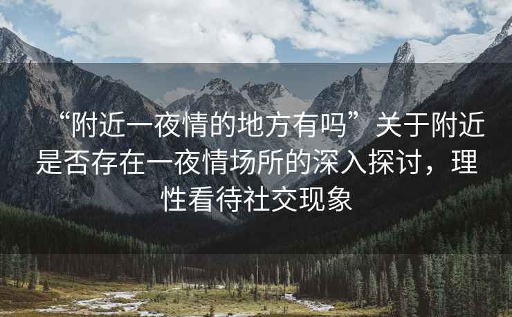 “附近一夜情的地方有嗎”關(guān)于附近是否存在一夜情場所的深入探討，理性看待社交現(xiàn)象
