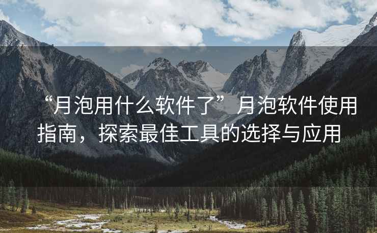 “月泡用什么軟件了”月泡軟件使用指南，探索最佳工具的選擇與應(yīng)用