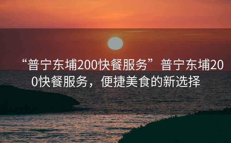 “普寧東埔200快餐服務(wù)”普寧東埔200快餐服務(wù)，便捷美食的新選擇