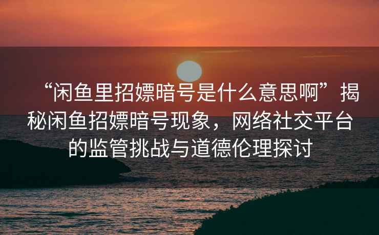 “閑魚里招嫖暗號(hào)是什么意思啊”揭秘閑魚招嫖暗號(hào)現(xiàn)象，網(wǎng)絡(luò)社交平臺(tái)的監(jiān)管挑戰(zhàn)與道德倫理探討