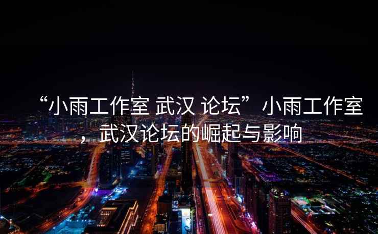 “小雨工作室 武漢 論壇”小雨工作室，武漢論壇的崛起與影響