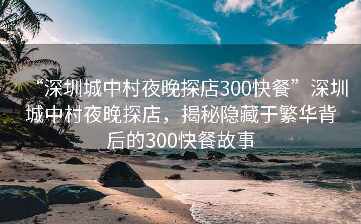 “深圳城中村夜晚探店300快餐”深圳城中村夜晚探店，揭秘隱藏于繁華背后的300快餐故事