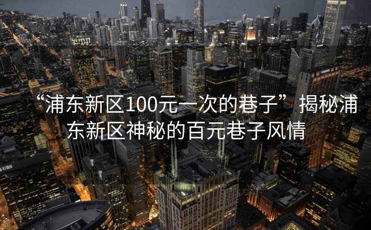 “浦東新區(qū)100元一次的巷子”揭秘浦東新區(qū)神秘的百元巷子風情