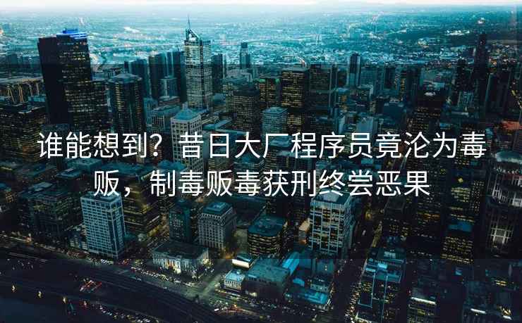 誰(shuí)能想到？昔日大廠程序員竟淪為毒販，制毒販毒獲刑終嘗惡果