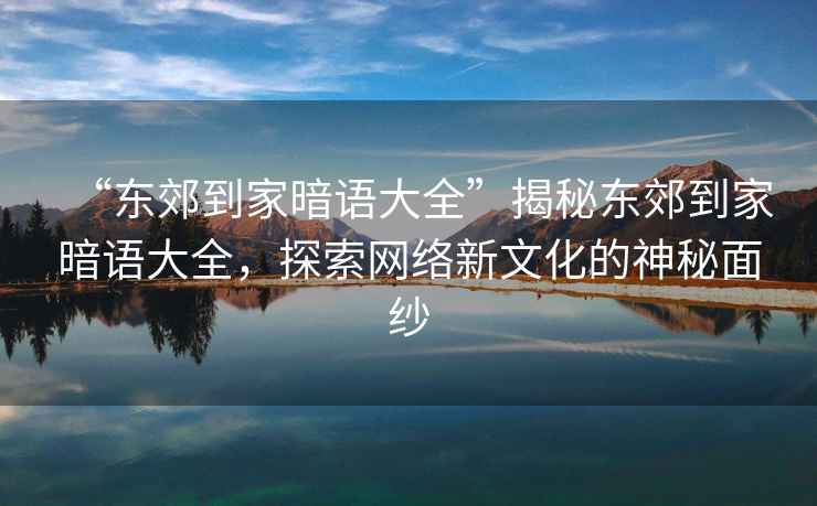 “東郊到家暗語大全”揭秘東郊到家暗語大全，探索網絡新文化的神秘面紗