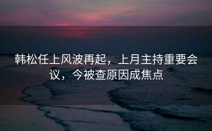 韓松任上風(fēng)波再起，上月主持重要會(huì)議，今被查原因成焦點(diǎn)