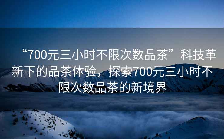 “700元三小時不限次數品茶”科技革新下的品茶體驗，探索700元三小時不限次數品茶的新境界