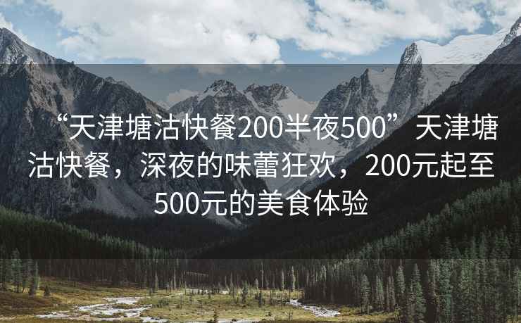“天津塘沽快餐200半夜500”天津塘沽快餐，深夜的味蕾狂歡，200元起至500元的美食體驗