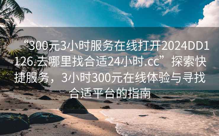 “300元3小時服務(wù)在線打開2024DD1126.去哪里找合適24小時.cc”探索快捷服務(wù)，3小時300元在線體驗與尋找合適平臺的指南