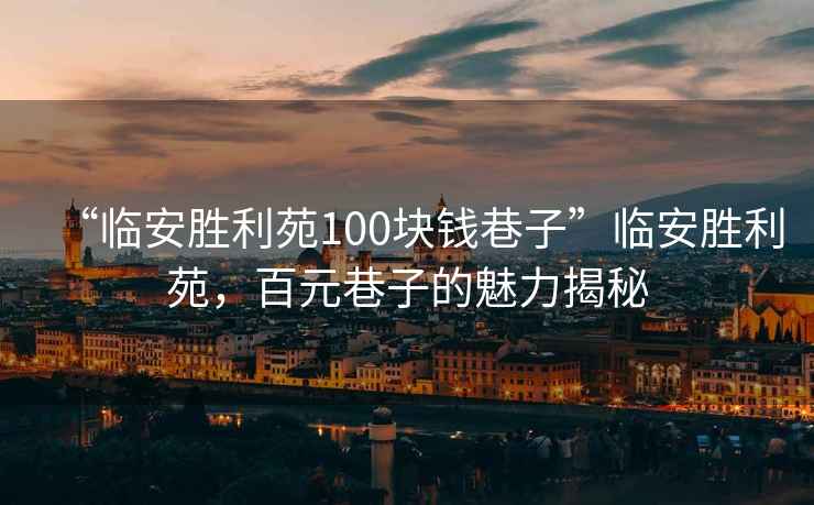 “臨安勝利苑100塊錢巷子”臨安勝利苑，百元巷子的魅力揭秘