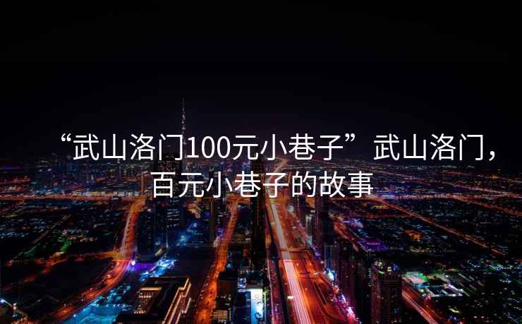 “武山洛門100元小巷子”武山洛門，百元小巷子的故事