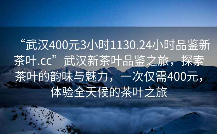 “武漢400元3小時1130.24小時品鑒新茶葉.cc”武漢新茶葉品鑒之旅，探索茶葉的韻味與魅力，一次僅需400元，體驗全天候的茶葉之旅