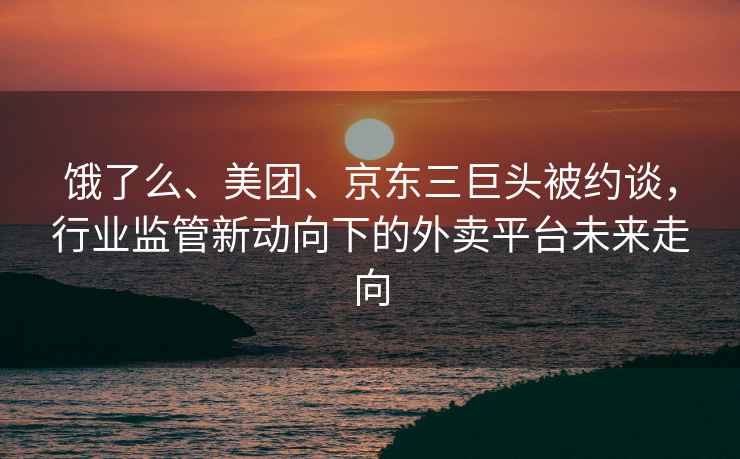 餓了么、美團、京東三巨頭被約談，行業(yè)監(jiān)管新動向下的外賣平臺未來走向