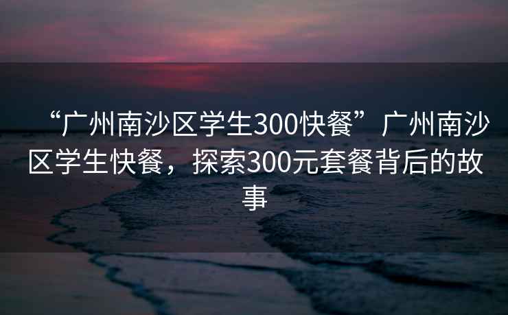 “廣州南沙區(qū)學生300快餐”廣州南沙區(qū)學生快餐，探索300元套餐背后的故事