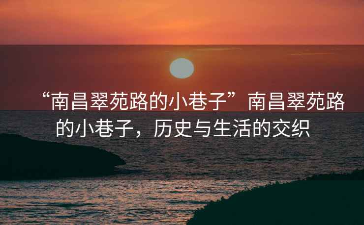“南昌翠苑路的小巷子”南昌翠苑路的小巷子，歷史與生活的交織