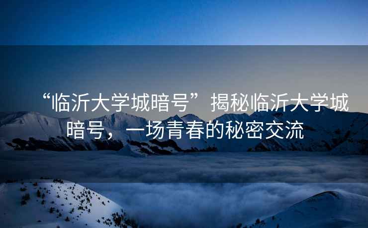 “臨沂大學(xué)城暗號(hào)”揭秘臨沂大學(xué)城暗號(hào)，一場(chǎng)青春的秘密交流