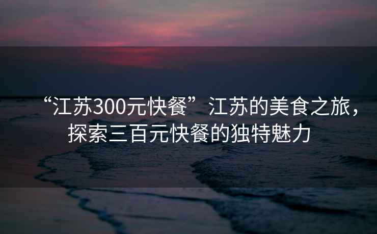 “江蘇300元快餐”江蘇的美食之旅，探索三百元快餐的獨(dú)特魅力