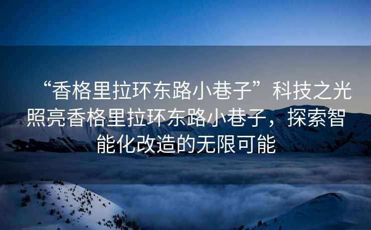 “香格里拉環(huán)東路小巷子”科技之光照亮香格里拉環(huán)東路小巷子，探索智能化改造的無限可能