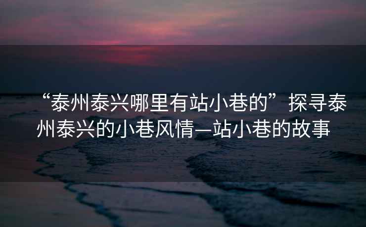 “泰州泰興哪里有站小巷的”探尋泰州泰興的小巷風情—站小巷的故事