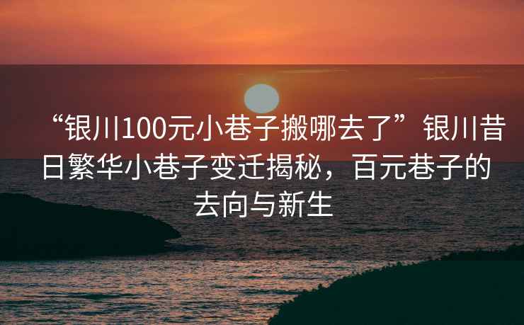 “銀川100元小巷子搬哪去了”銀川昔日繁華小巷子變遷揭秘，百元巷子的去向與新生