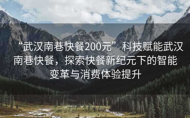 “武漢南巷快餐200元”科技賦能武漢南巷快餐，探索快餐新紀(jì)元下的智能變革與消費(fèi)體驗(yàn)提升
