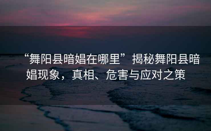 “舞陽縣暗娼在哪里”揭秘舞陽縣暗娼現(xiàn)象，真相、危害與應(yīng)對之策