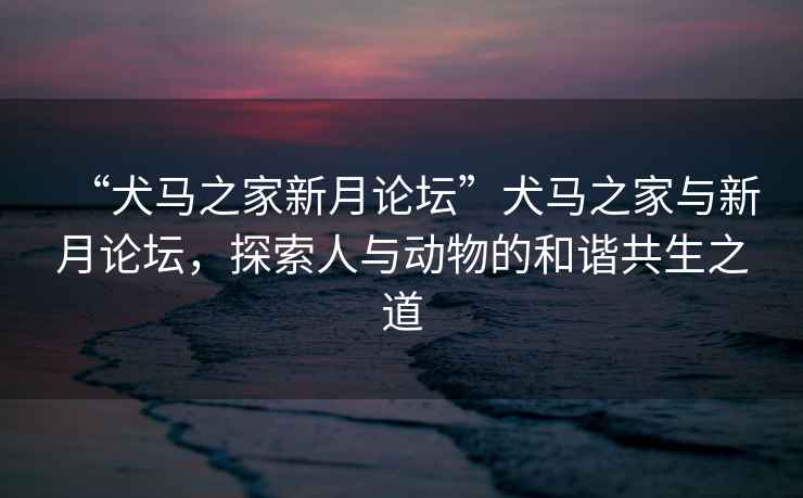 “犬馬之家新月論壇”犬馬之家與新月論壇，探索人與動(dòng)物的和諧共生之道