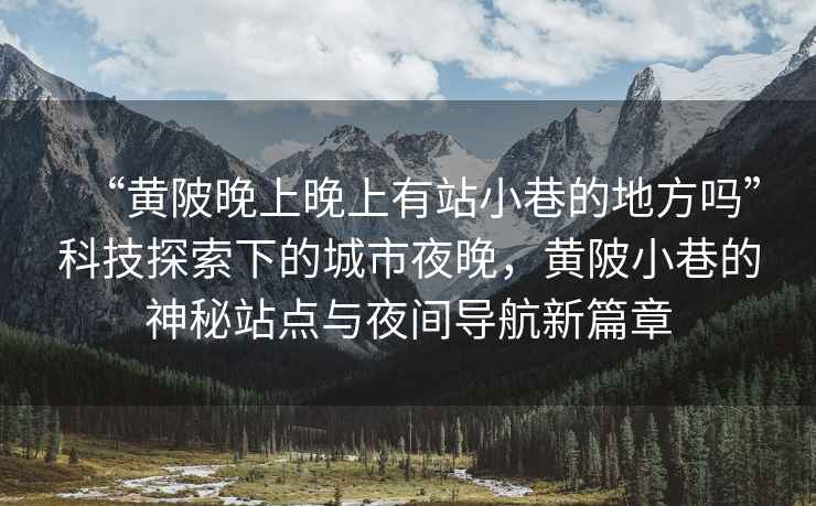 “黃陂晚上晚上有站小巷的地方嗎”科技探索下的城市夜晚，黃陂小巷的神秘站點與夜間導(dǎo)航新篇章