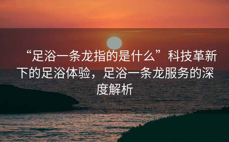 “足浴一條龍指的是什么”科技革新下的足浴體驗，足浴一條龍服務(wù)的深度解析