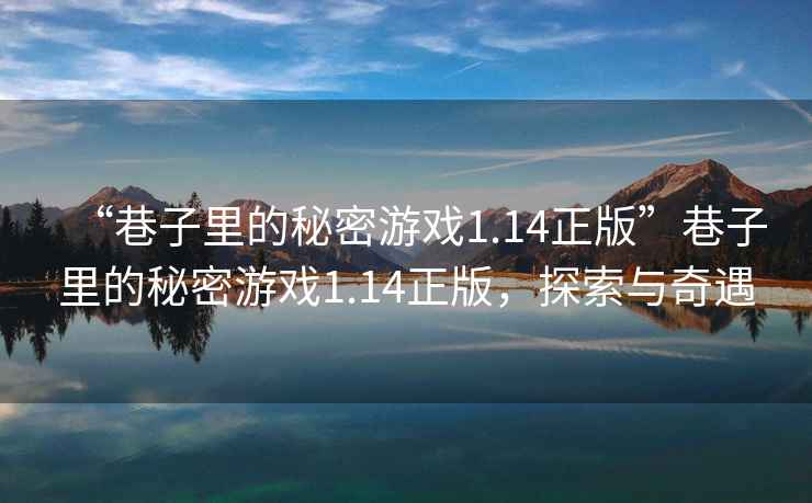 “巷子里的秘密游戲1.14正版”巷子里的秘密游戲1.14正版，探索與奇遇
