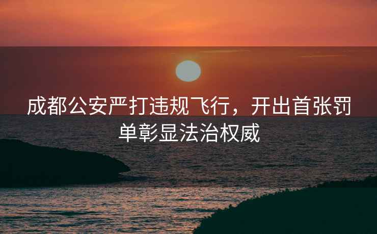 成都公安嚴(yán)打違規(guī)飛行，開出首張罰單彰顯法治權(quán)威