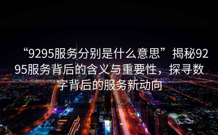 “9295服務(wù)分別是什么意思”揭秘9295服務(wù)背后的含義與重要性，探尋數(shù)字背后的服務(wù)新動(dòng)向