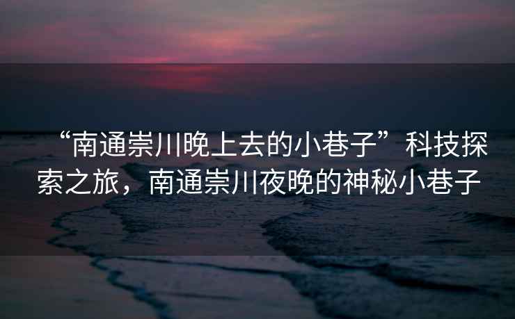 “南通崇川晚上去的小巷子”科技探索之旅，南通崇川夜晚的神秘小巷子