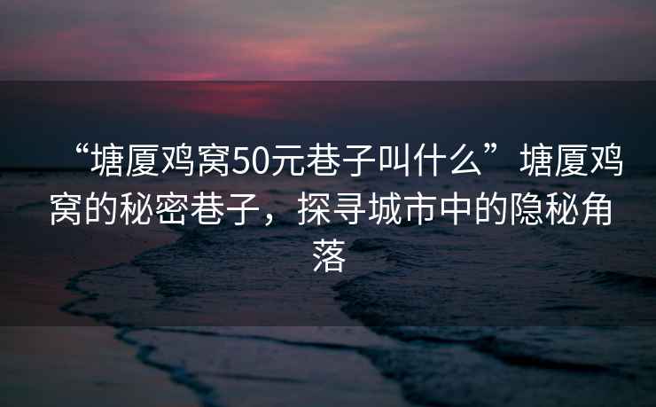 “塘廈雞窩50元巷子叫什么”塘廈雞窩的秘密巷子，探尋城市中的隱秘角落