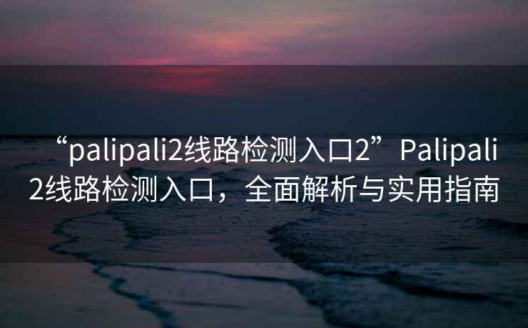 “palipali2線路檢測入口2”Palipali 2線路檢測入口，全面解析與實用指南