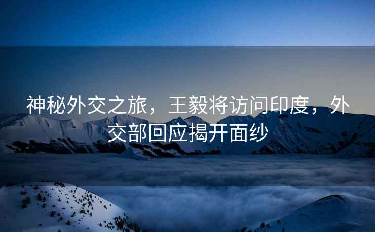 神秘外交之旅，王毅將訪問印度，外交部回應揭開面紗