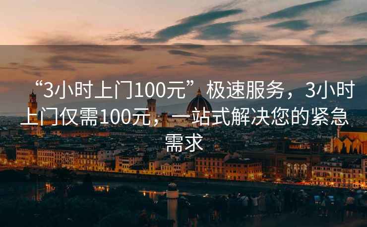 “3小時(shí)上門(mén)100元”極速服務(wù)，3小時(shí)上門(mén)僅需100元，一站式解決您的緊急需求