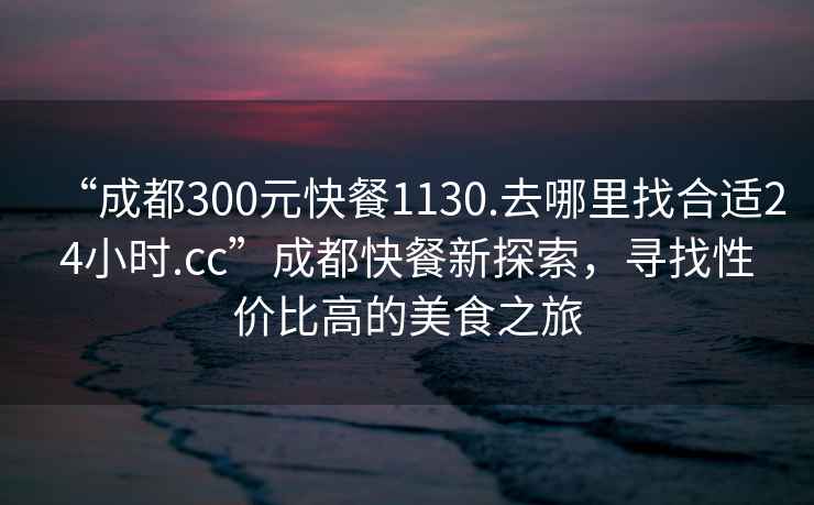 “成都300元快餐1130.去哪里找合適24小時.cc”成都快餐新探索，尋找性價比高的美食之旅