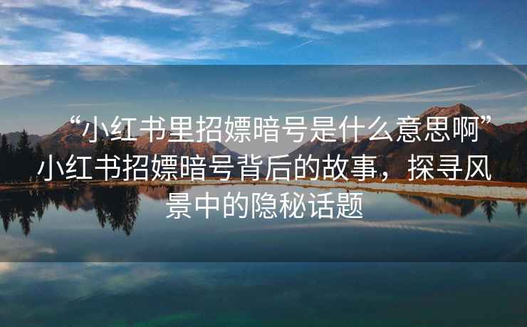 “小紅書里招嫖暗號是什么意思啊”小紅書招嫖暗號背后的故事，探尋風景中的隱秘話題