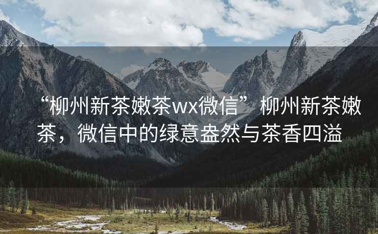 “柳州新茶嫩茶wx微信”柳州新茶嫩茶，微信中的綠意盎然與茶香四溢