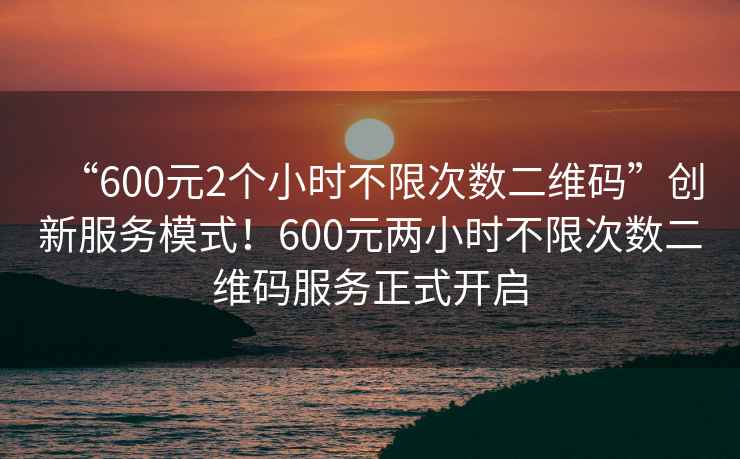 “600元2個(gè)小時(shí)不限次數(shù)二維碼”創(chuàng)新服務(wù)模式！600元兩小時(shí)不限次數(shù)二維碼服務(wù)正式開啟